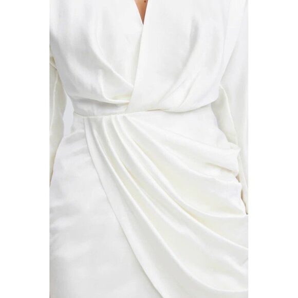 Significant Other Samara Dress Cream Sheen Satin Long Sleeve - Picture 5 of 6